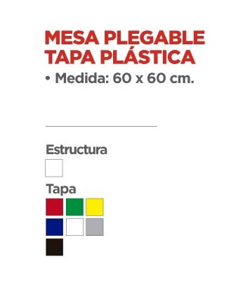 MESA PLEGABLE TAPA PLASTICA 60 X 60 CAMPING - Mundo Lona